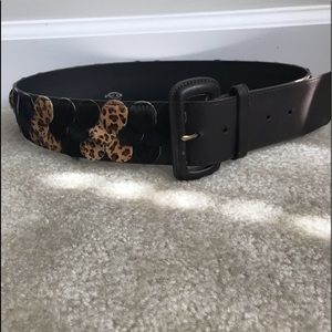 Oscar de la Renta Leather & Calf Hair Belt